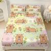 Cute Capybara Microfiber Fitted Sheet Set With Pillowcase For Twin Full Queen Bed Boys Girls Gift