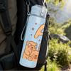 1PC Letter A Bear Couple Print 750ml Color Plastic Sports Water Bottle Leakproof Flip Straw Lid Suitable for Sports Office Home Use