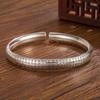 Bangle S999 Round Heart Sutra Silver Bracelet Vintage Buddhist Sutra Silver Unisex Bracelet Buddhist Bracelet Buddhist Sutra Bracelet Buddhist