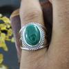 Кольцо с драгоценным камнем малахит, дизайнерское кольцо ручной работы в стиле бохо, серебро 925 пробы, модные украшения, серебряные украшения-подвески