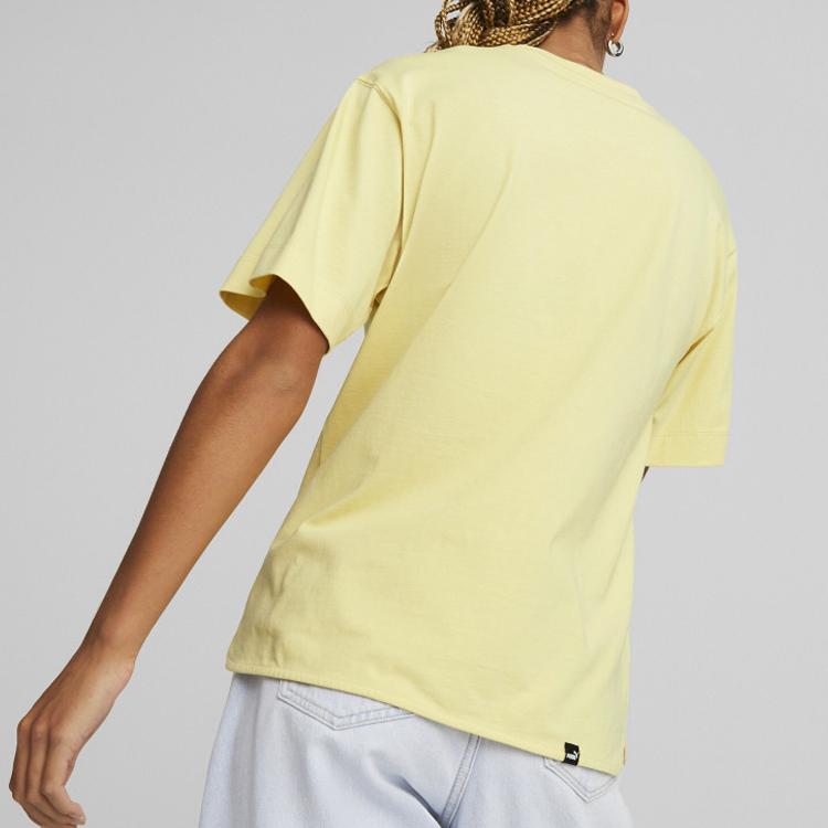 Puma Женская футболка с коротким рукавом, пуловер с круглым вырезом, с принтом животного, желтая 673107-42