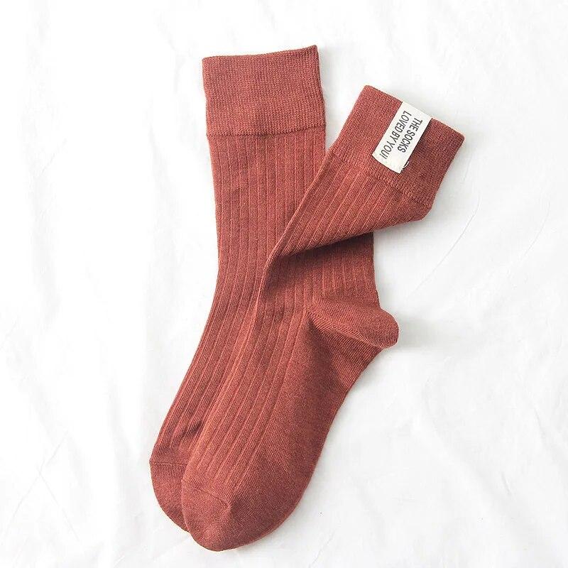 Новые винтажные уличные длинные носки в стиле Харадзюку, модные хлопковые вязаные женские однотонные носки, носки в японском стиле для девочек, осень-зима