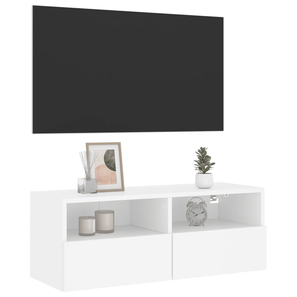TV Wall Cabinet White 80x30x30 cm Particleboard