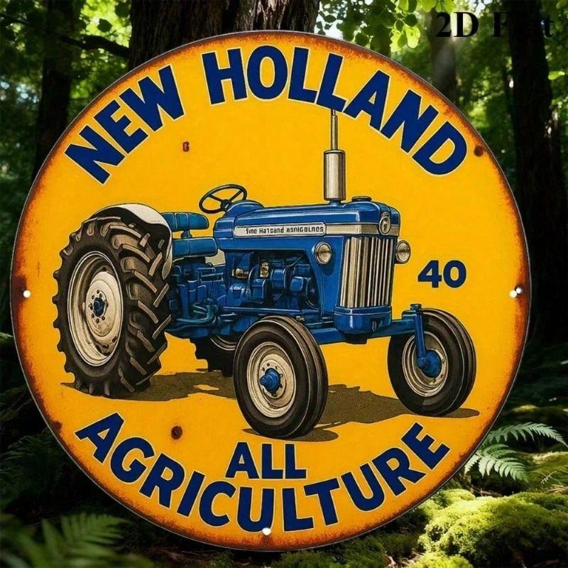 Металлический Постер Настенное Искусство Винтажный Трактор New Holland Декор Гаража