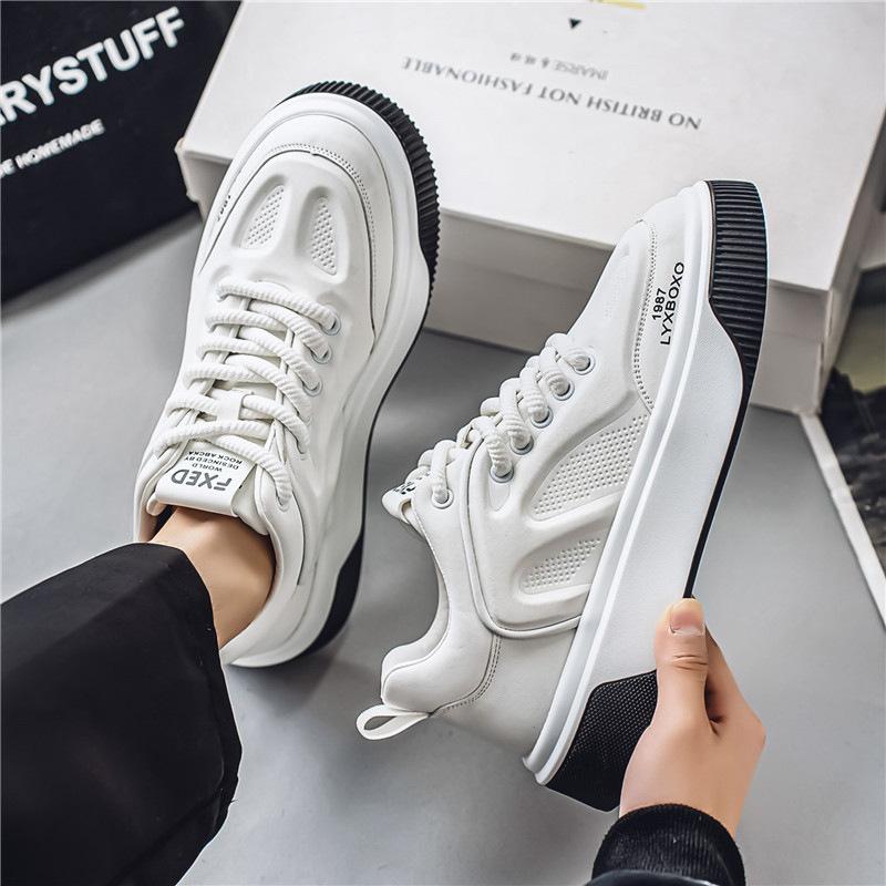 Корейская версия трендовой обуви для скейтбординга, мужская обувь, весенне-осенняя повседневная обувь на платформе, обувь с низким верхом для скейтбординга, белая обувь, студенческая спортивная обувь для мужчин