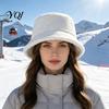 Thickened Soft Faux Fur Cap Women Plush Bucket Hat, Winter Warm Fisherman Cap, Cozy Hat Fluffy for Autumn Daily Wear Everyday Commuter