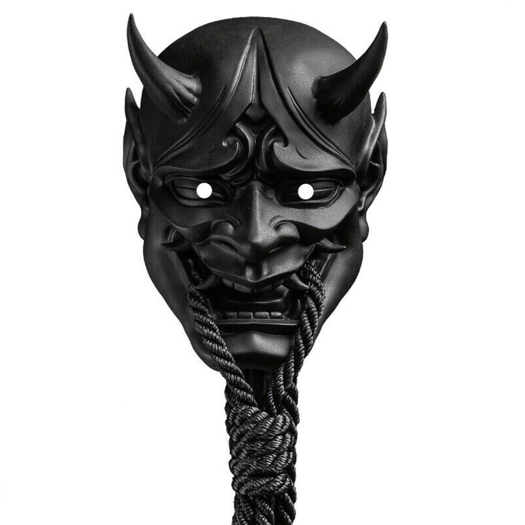 Adult Unisex Halloween Japanese Sealed Prajna Devil Hannya Noh Kabuki Demon Oni Samurai Full Face Mask Black Blue Red