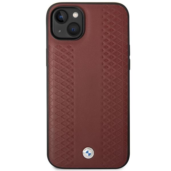 Etui do iPhone 14 BMW Leather Diamond Pattern burgundowy