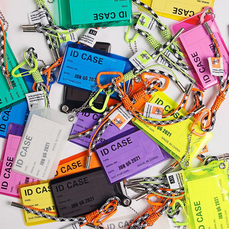 Держатель для карт, шнурок для ключей, флуоресцентный цветной брелок, декоративный держатель для удостоверений