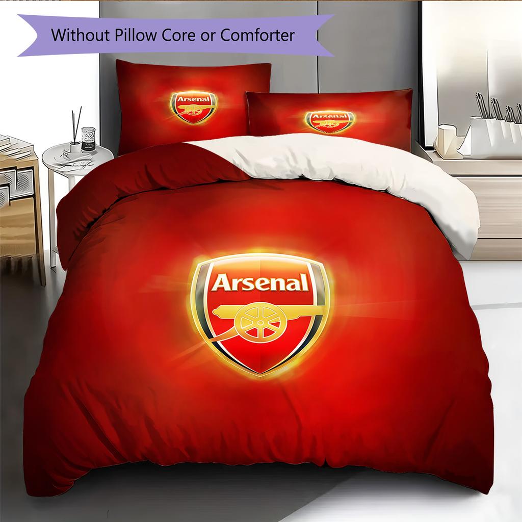 Arsenal Football Club Pattern Bedding Quilt Set Home Decoration Gift (1 * duvet cover + 2 * pillowcase without core)
