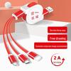 Retractable 3-in-1 Multi-Function 2A Fast Charging Cable with Custom Logo