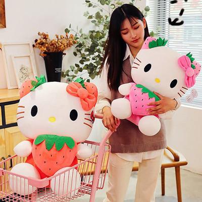 Плюшевые 25 см Каваи Мягкие Игрушки Клубника Китти Кошка Подушки Куклы Подарок на День Рождения Домашний Декор Игрушка Животное Для Детей Взрослых Детский Подарок на День Рождения