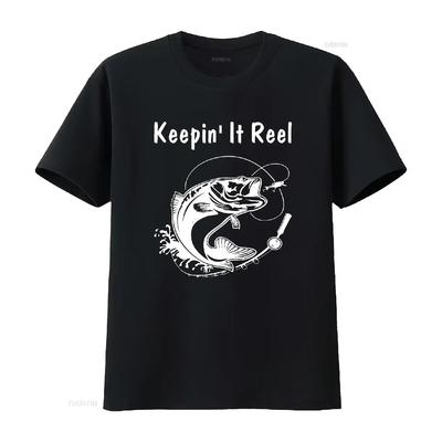 Рубашка Keepin It Reel Ловля рыбы Для него День отца Рождество Рыбак Рыболов Мужская винтажная стирка с принтом Удобная