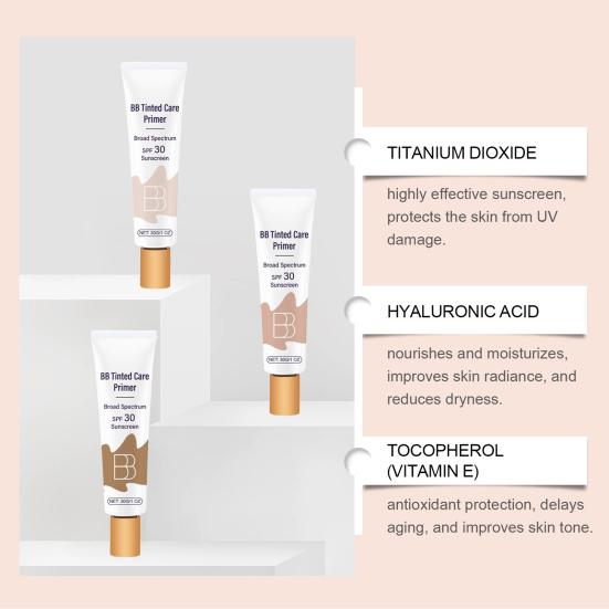 30г BB-крем с тоном SPF 30 Солнцезащитный Консилер Полное покрытие Осветляющий Увлажняющий Разглаживающий BB-крем с тоном Праймер для макияжа Лицевой крем