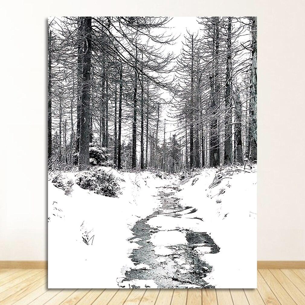 Лесной Олень Кедр Зима Снег Лес Настенное Искусство Холст Живопись Скандинавские Постеры и Настенные Картины Гостиная Дом Декор