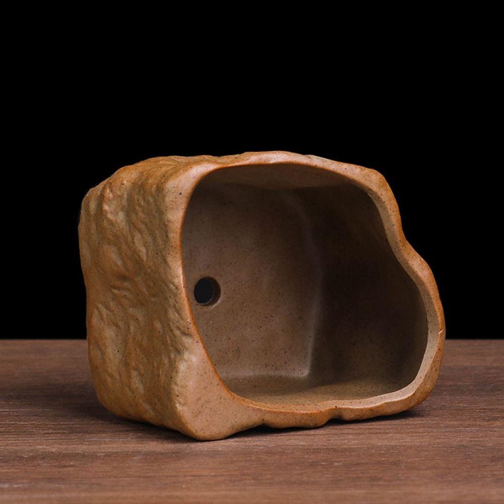 Stone Shape Succulent Plant Pots Wear Resistant Bonsai Potted Flowerpot  Home Decoration