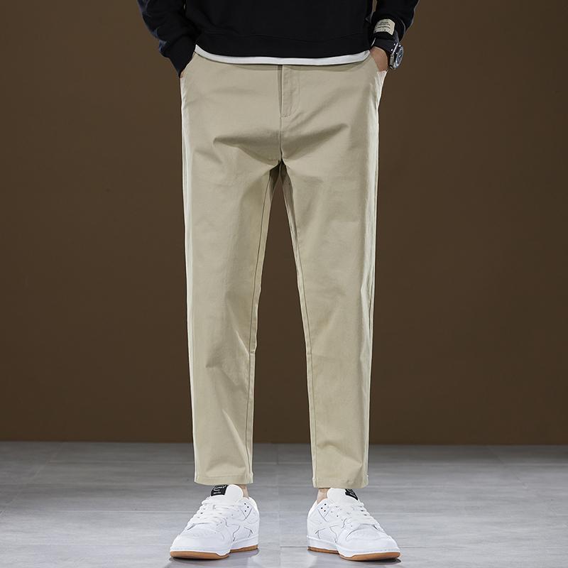 Мужские брюки, хлопковые повседневные эластичные мужские брюки, мужские длинные прямые брюки высокого качества, 4 цвета, большие размеры, брючный костюм