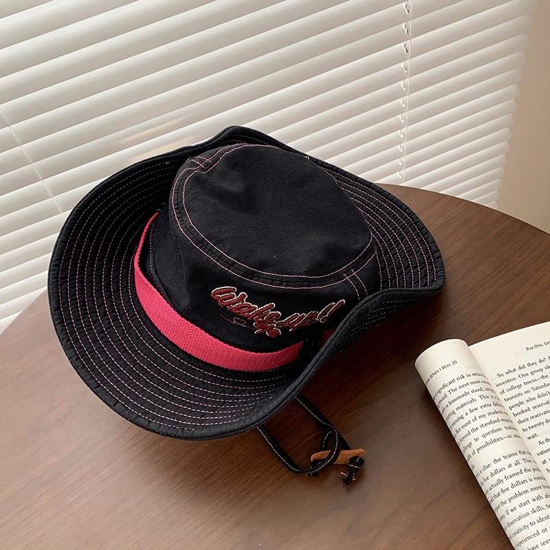 Ковбойская шляпа, альпинистская шляпа, женская летняя корейская версия, большие поля, солнцезащитная, кемпинговая, рыболовная шляпа с завязками