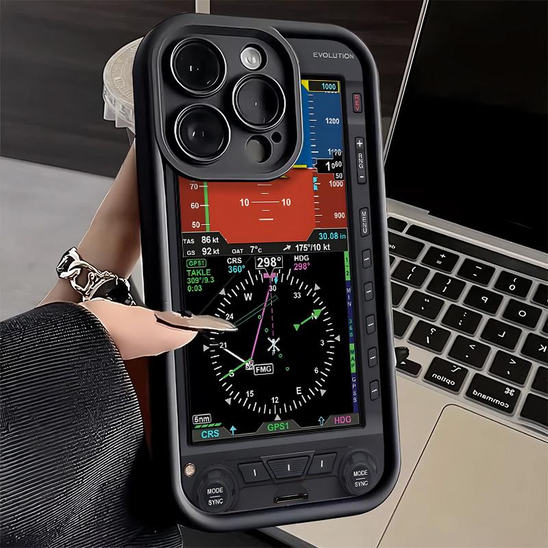 Aircraft Instrument Cockpit Radar Phone Case for iPhone 16 17 Air 16E 15 Pro Max 14 Plus 13 12 Mini Capa Soft Shell Silicone Fun