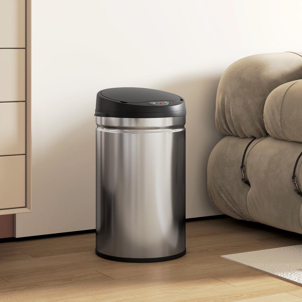 Trash Can, 30L, Infrared Sensor, Stainless Steel, Silver