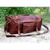 New Men's Travel Luggage Handmade Vintage Goat Leather Duffel Brown Weekend Gym Bag