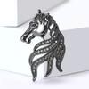 Ретро Значок на лацкан в виде лошади Винтажный стиль Сплав Голова Брошь Стразы Лошадь Брошь-булавка Аксессуар Мужской