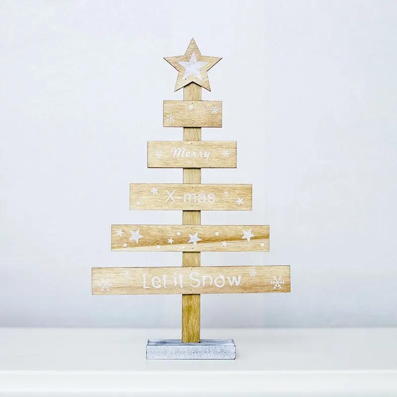 Christmas Mini Wooden Merry Christmas Tree Home Desk Table Decor Pendants Xmas Tree Ornaments Christmas Decor Happy New Year