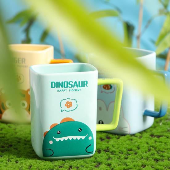 Керамическая кружка с изображением кота, кофейная кружка, квадратная художественная чашка, 420 мл, большая емкость, мультяшная чайная кружка, модная посуда для напитков, подарок для мужчин и женщин