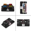 4 Way Circuit Blade Fuse Box Block Holder With LED Warning Light Kit For Car Van Boat Marine
