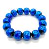 Светящийся браслет из бусин из люминесцентного стекла «Светлячок» 14 мм, синий синий стеклянные бусины [Морская капля] светящийся в темноте [002bt-14-18]