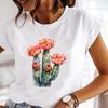 (Asian Size) Casual Trend Flower Style Cute 90s Printed Tee Top Short Sleeve T Shirt Fashion Women Clothing O-neck Ladies Female Graphic T-shirts