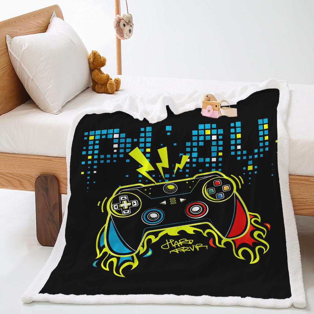 Game console model 2D digital printing thickened lamb wool crystal fleece blanket one piece