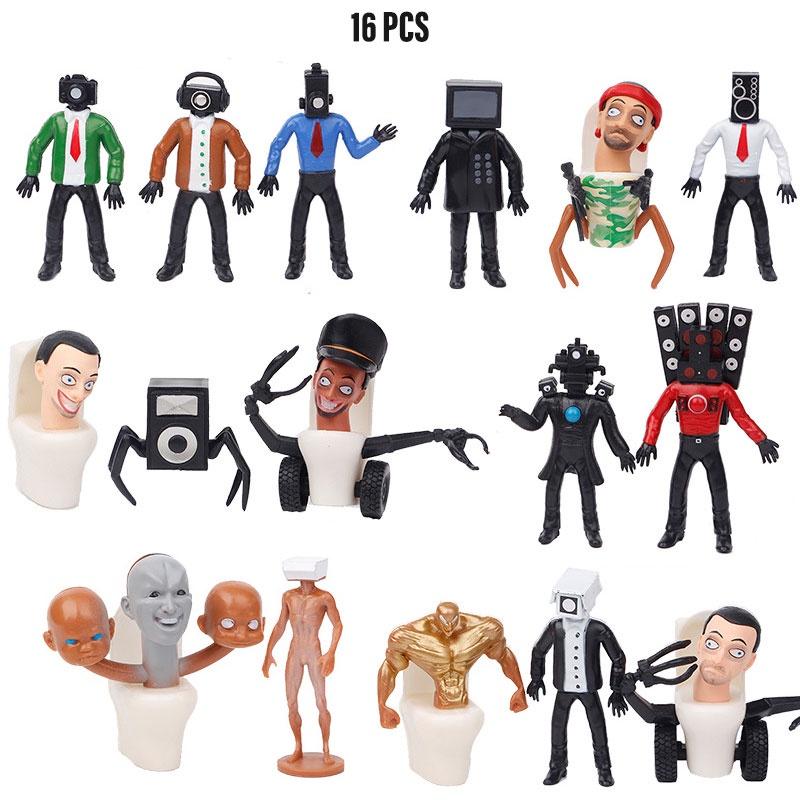Набор фигурок Skibidi Toilet Man из ПВХ, 16 штук, высота 6-10 см