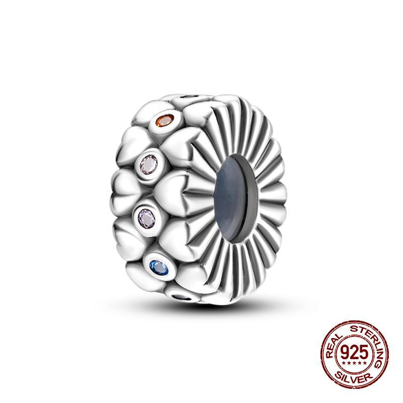 Fashion 100% 925 Sterling Silver Colorful Zircon Stars Moon Separator Charms Bead Fit Original Bracelet Fine DIY Jewelry