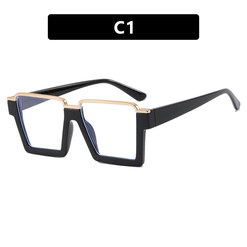 Kodon Trendy Hip Hop Flat Lens Anti-Blue Light Large Frame Eyeglasses
