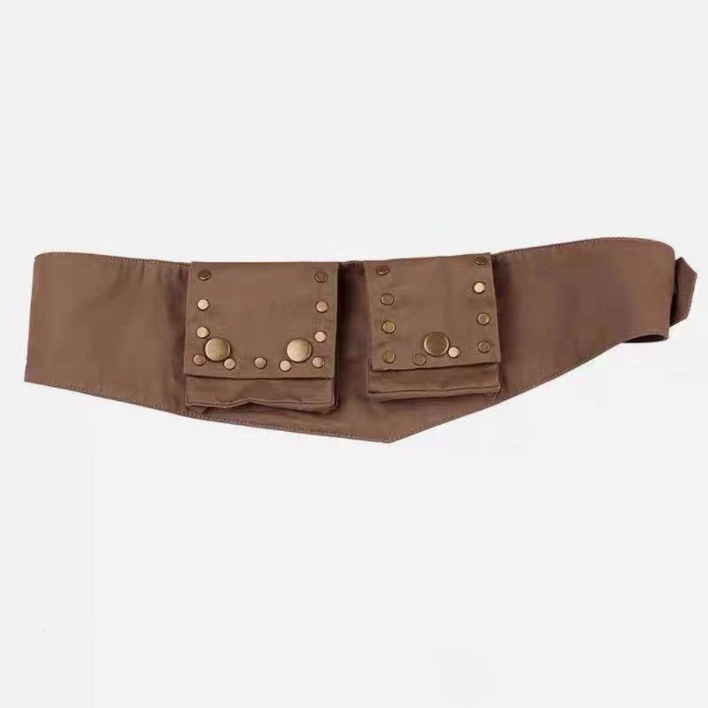 Vintage Hip-hop Belt Cotton Waistband with Bag Trendy Belts Pockets  Streetwear