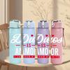 1PC ES Minimal Red Text Slogan Print 750ml Color Plastic Sports Water Bottle Leakproof Flip Straw Lid Suitable for Sports Office Home Use