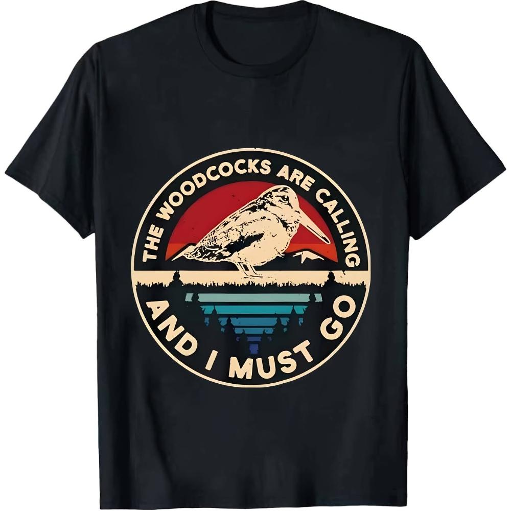 Retro Humorous T-Shirt for Woodcock Bird Hunters Featuring Short Sleeves Perfect for Men's T-s