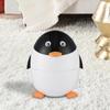 Trash Can Wastebasket Cute Penguin Garbage Waste Bin Covered Paper Basket for Living Room