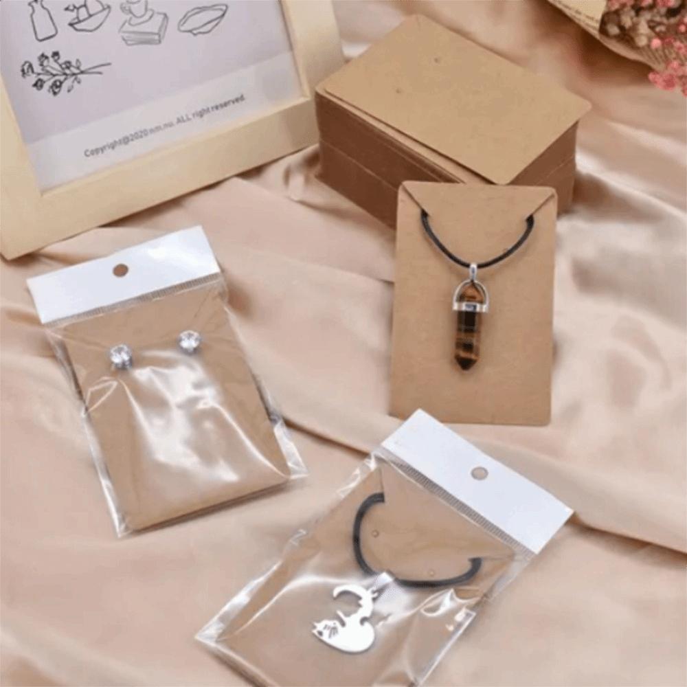 100pcs Blank Paper Kraft Paper Jewelry Card Black Blank Jewelry Card  Displaying Necklaces