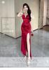 Сексуальная ночная одежда для женщин, выражающая чистую страсть, для ночных клубов, платье с тонкой талией, новое платье с разрезом