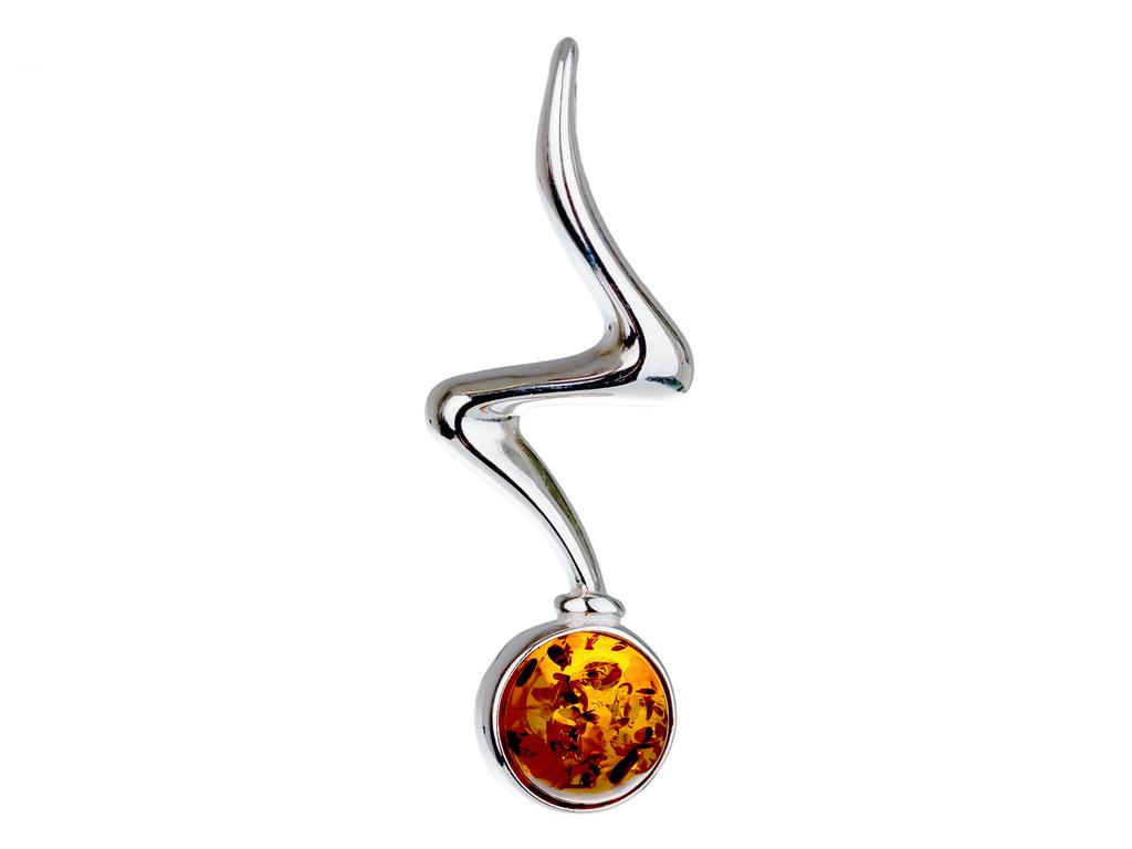 Silver Pendant with Amber Openwork Oxidized Silver Pendant 925