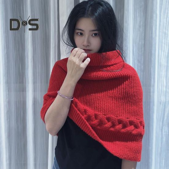 Winter Wool Knitting Scarf Women Men Solid Color Dual Use Shawl Scarf Twist Texture Versatile Warm Hat Scarf