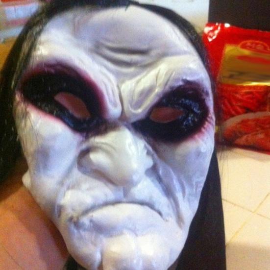 Halloween Scary Zombie with Black Hair Ghost Mask Breathable Haunted House Prop