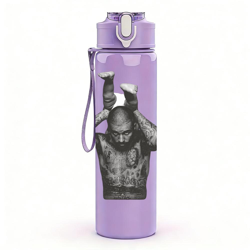 1PC Muscular Male Torso Minimalist Sketch Print 750ml Portable Sports Water Bottle Leakproof Gym Outdoor Travel Drink Cup