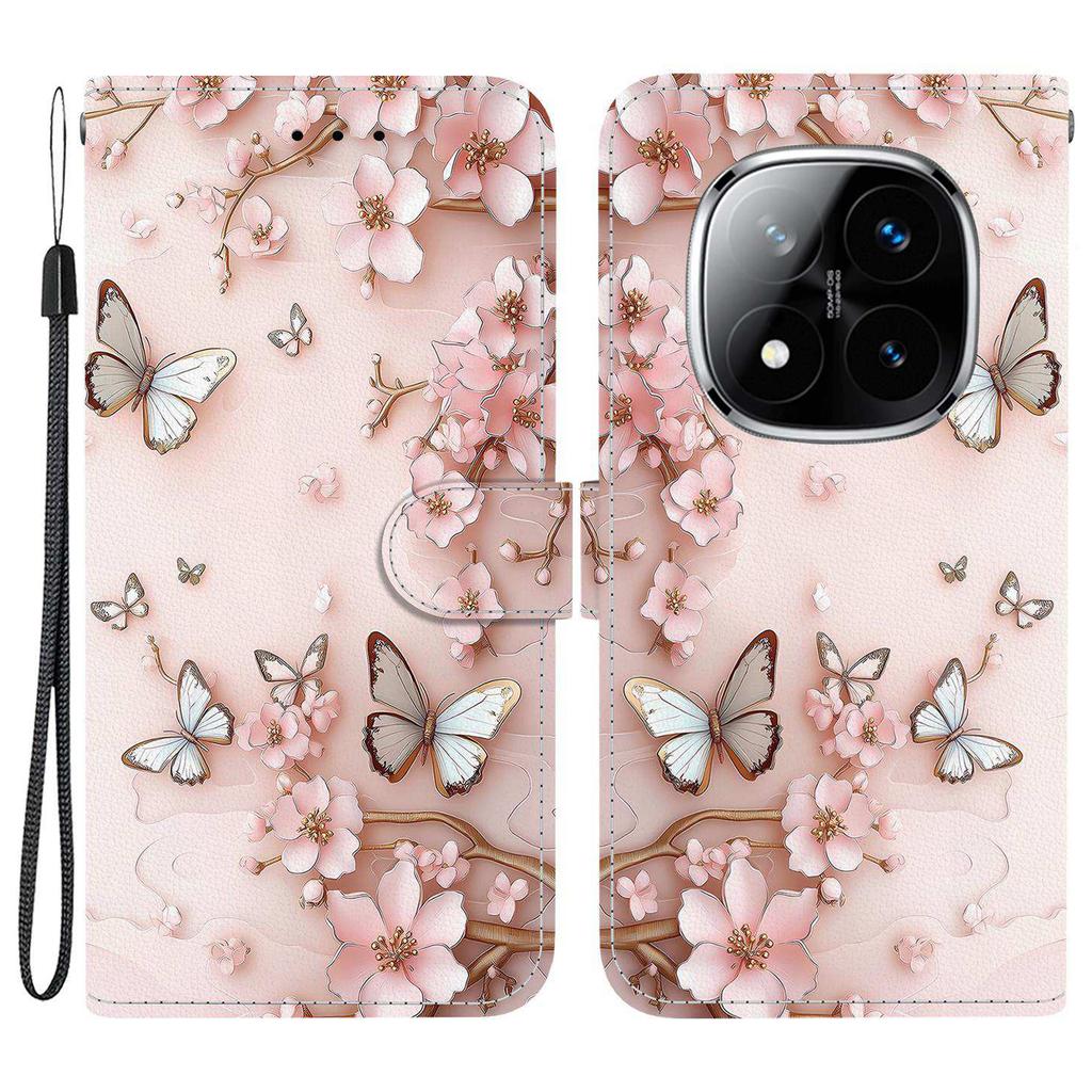 Чехол-кошелек для Xiaomi Poco X7 5G/Redmi Note 14 Pro 5G/Note 14 Pro+ 5G с принтом, кожаная подставка, чехол для телефона с ремешком