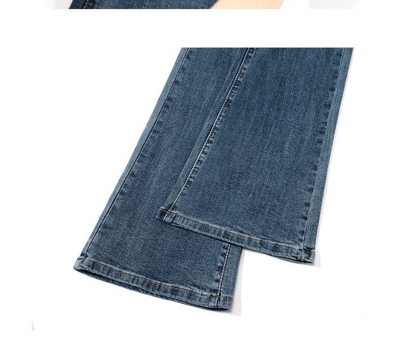 Women's Blue-Gray High Waist Slimming Flared Jeans - Small Size, Elastic Autumn/Winter Pants