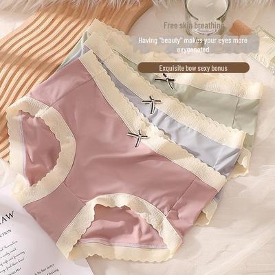 Бесшовное женское нижнее белье Ice Silk со средней талией, дышащие и милые трусы в японском стиле