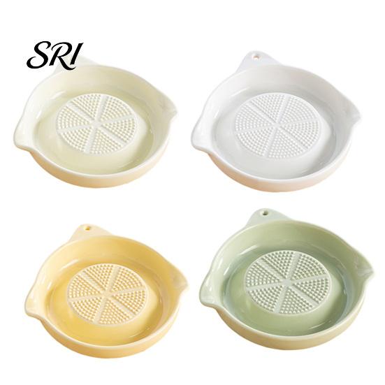 Snack Tray Ceramic Garlic Grater with Natural Glaze Multi-Function Ginger Food Mincer Decorative Kitchen Dishwasher Safe Compact Tool for Puree Paste