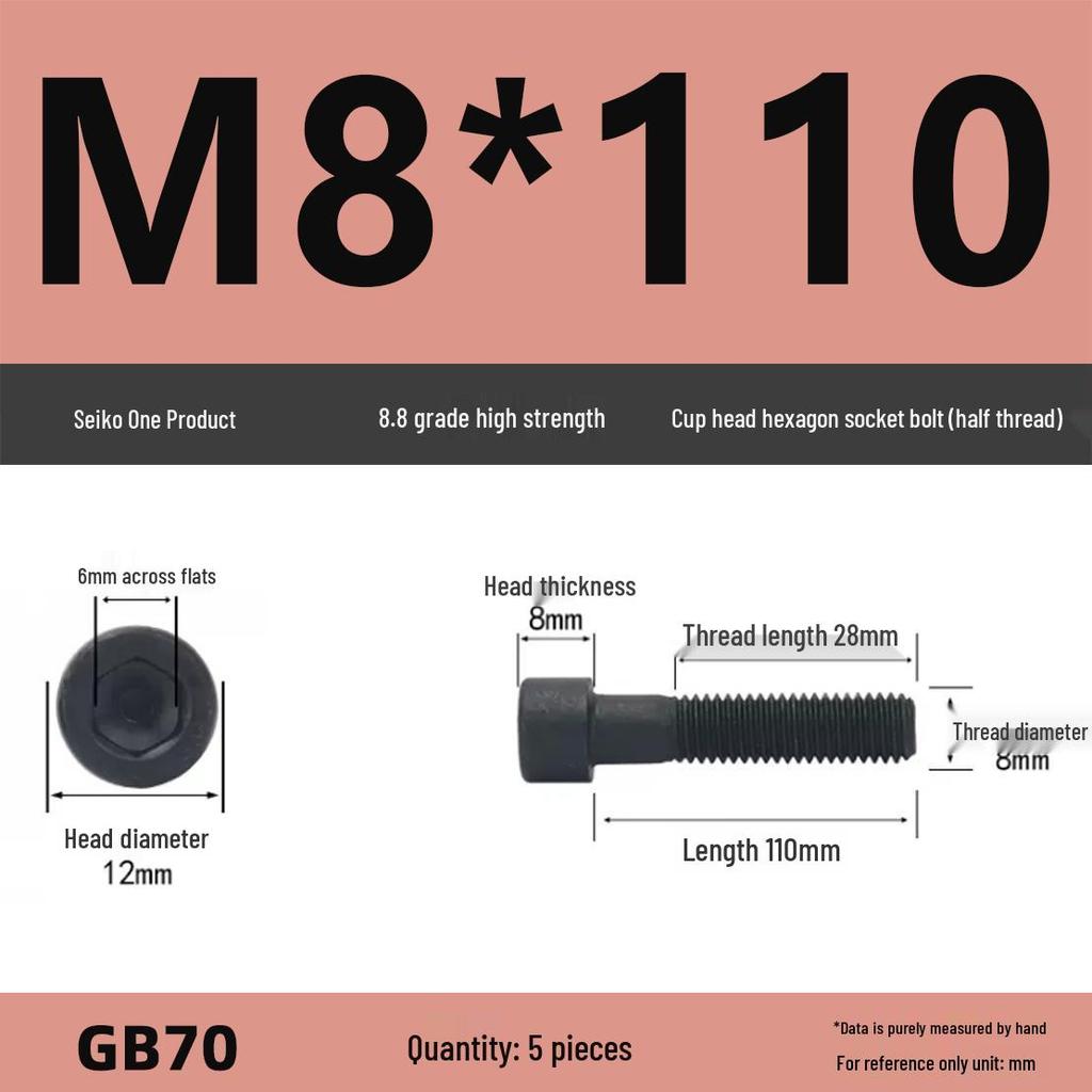 8.8 High-Strength Socket Head Cap Screw Bolt (M4-M16)